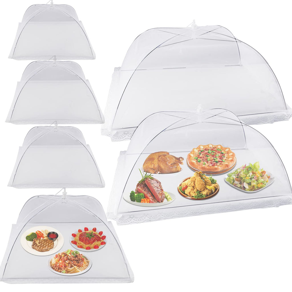 [Australia - AusPower] - Food Covers for Outside - 2 Large (28"X20") & 4 Standard (18"X18") Mesh Food Tent - Reusable Collapsible - Large Tall Pop-Up Picnic Table Covers For Outdoors Indoors Party Plants 2 Large (28"X20") & 4 Standard (18"X18") 