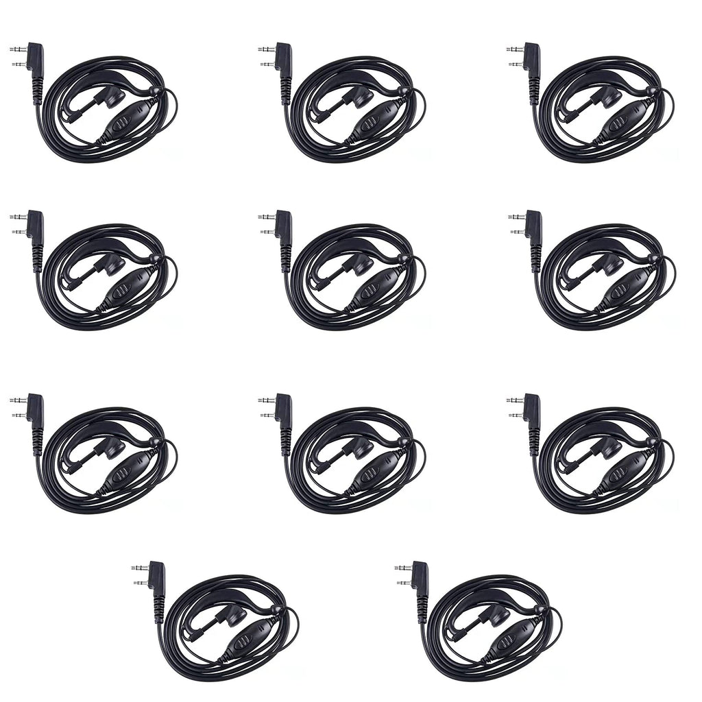 [Australia - AusPower] - Carrborg 2-Pin walkie Talkie Headset –Kenwood Radio earpiece with mic - Compatible with Walkie Talkie Headset Brands (Kenwood, Puxing, Wouxun) – 11 Pack 