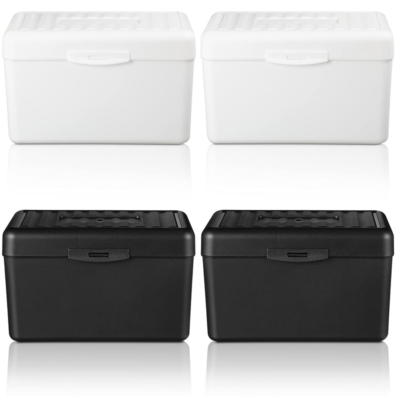 [Australia - AusPower] - 4 Pieces Index Card Box Flash Card Holder Notecard Box Index Card Organizer Flashcards for Recipes Filing Notes, Addresses and Recipes (Black, White) Black, White 