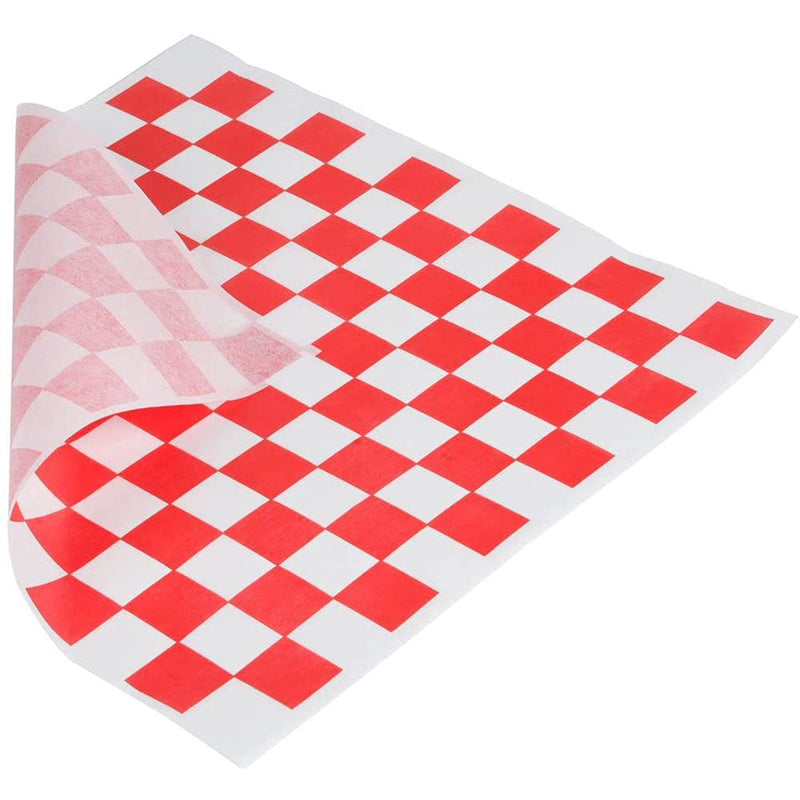 [Australia - AusPower] - Red Checkered Basket Liner Sheets 12” x 12” (100 Sheets). Grease Resistant Deli Basket Liner For Food & Sandwich Wrap Paper 