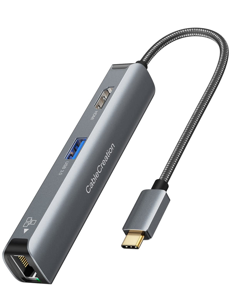 [Australia - AusPower] - USB C Hub 4K 60Hz, CableCreation USB C Hub multiport Adapter with Ethernet HDMI, 1Gbps Ethernet, 3 USB 3.0 5Gbps Ports, for MacBook Pro Air, M1, iPad Pro, Surface, XPS, Galaxy S22,and More 