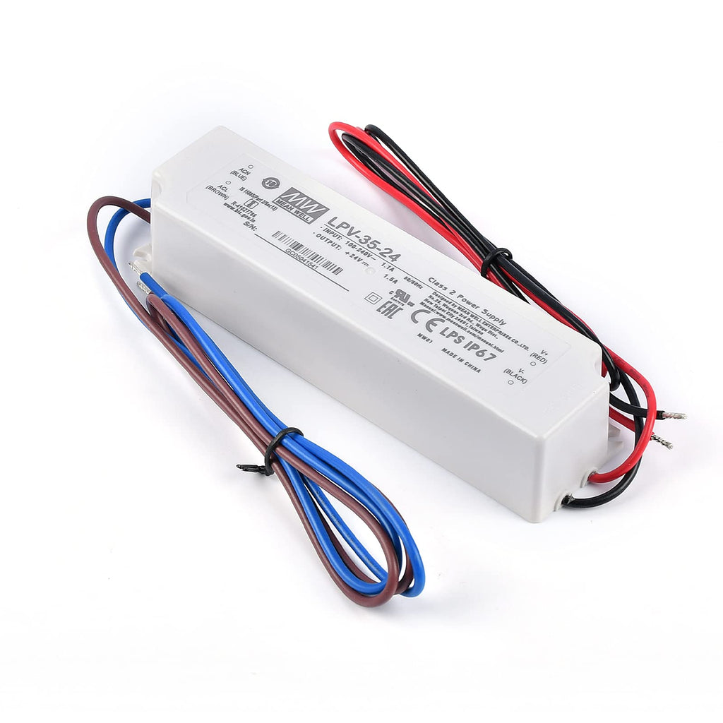 [Australia - AusPower] - Mean Well LPV-35-24 Single Output Rated Current for Enclosed Switching LED Power Advertising Supply DC24V 1.5A 36W, DC Input Voltage 127-370V DC 