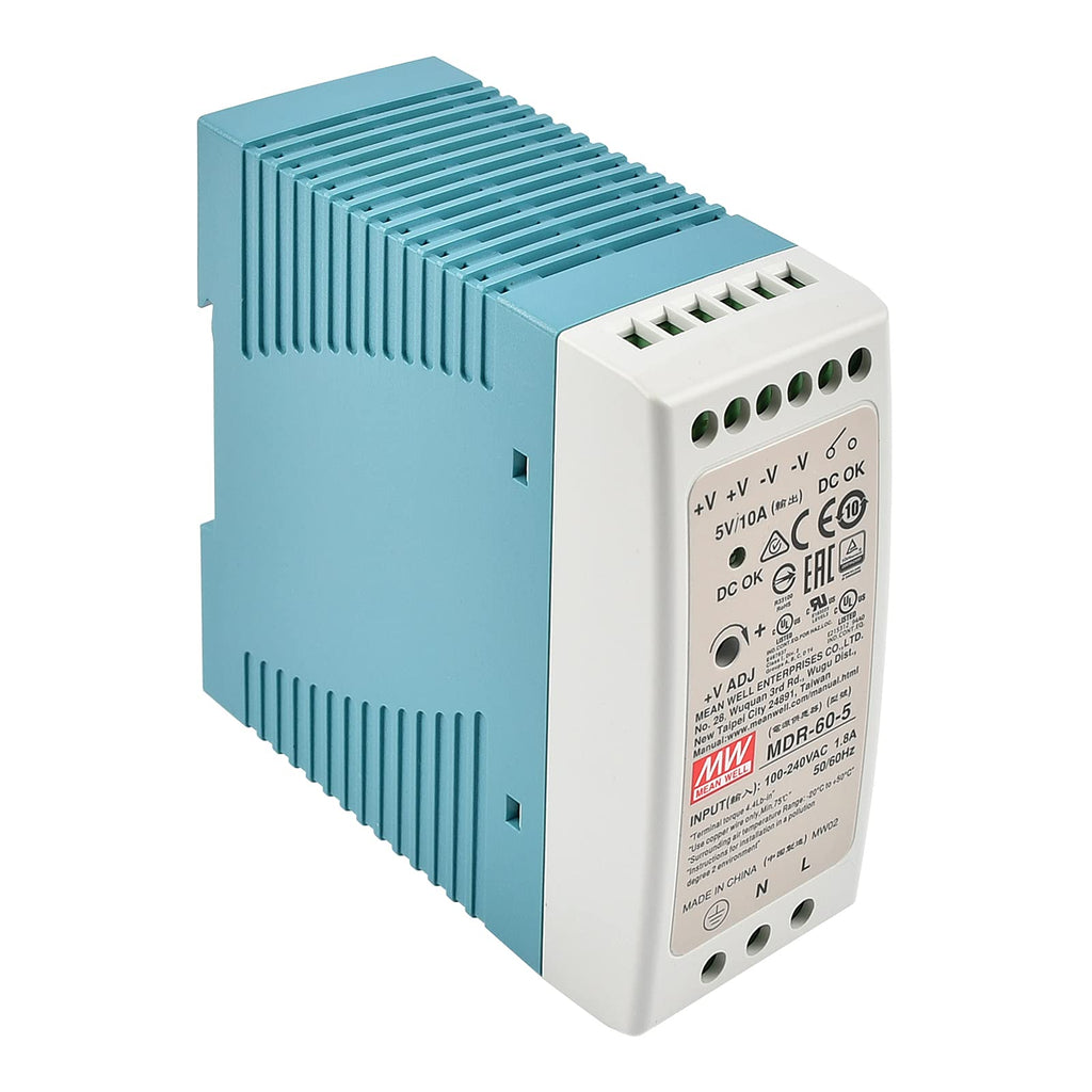 [Australia - AusPower] - Mean Well MDR-60-5 Single Output Industrial DIN Rail Power Supply DC Input Voltage DC5V 10A 50W 