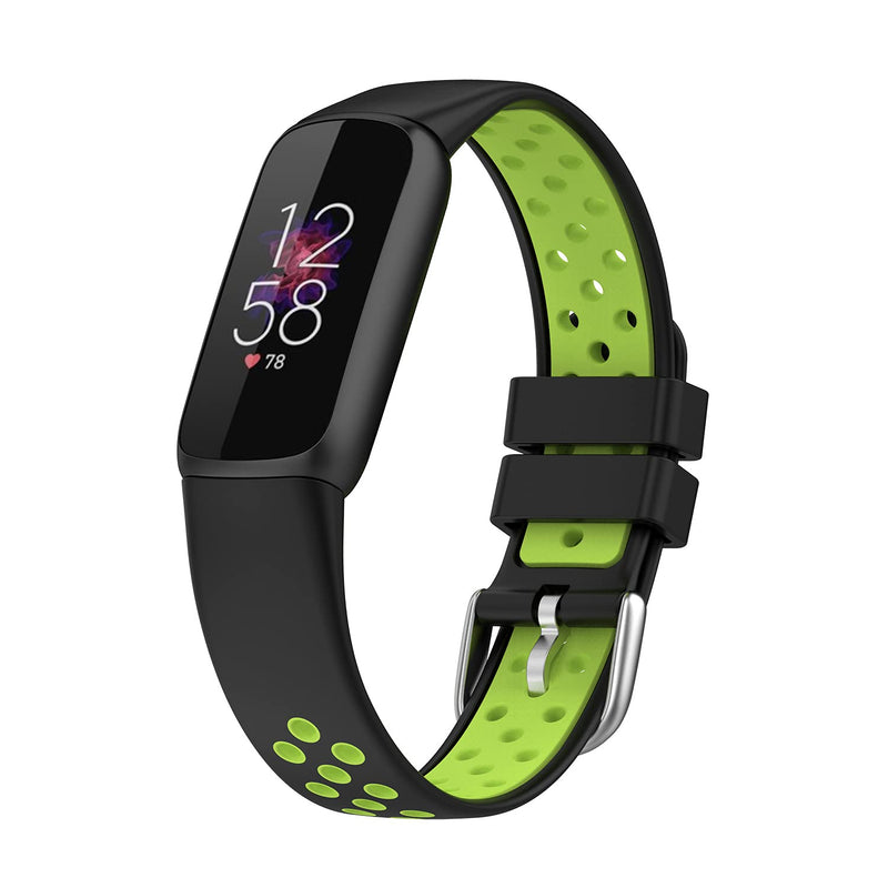 [Australia - AusPower] - eiEuuk Watch Band Compatible with Fitbit Luxe/Luxe SE Smartwatch,Two-Tone Design Thin Soft Silicone Sport Strap Wristband Replacement for Fitbit Luxe/Luxe SE Women Men,Black Green 
