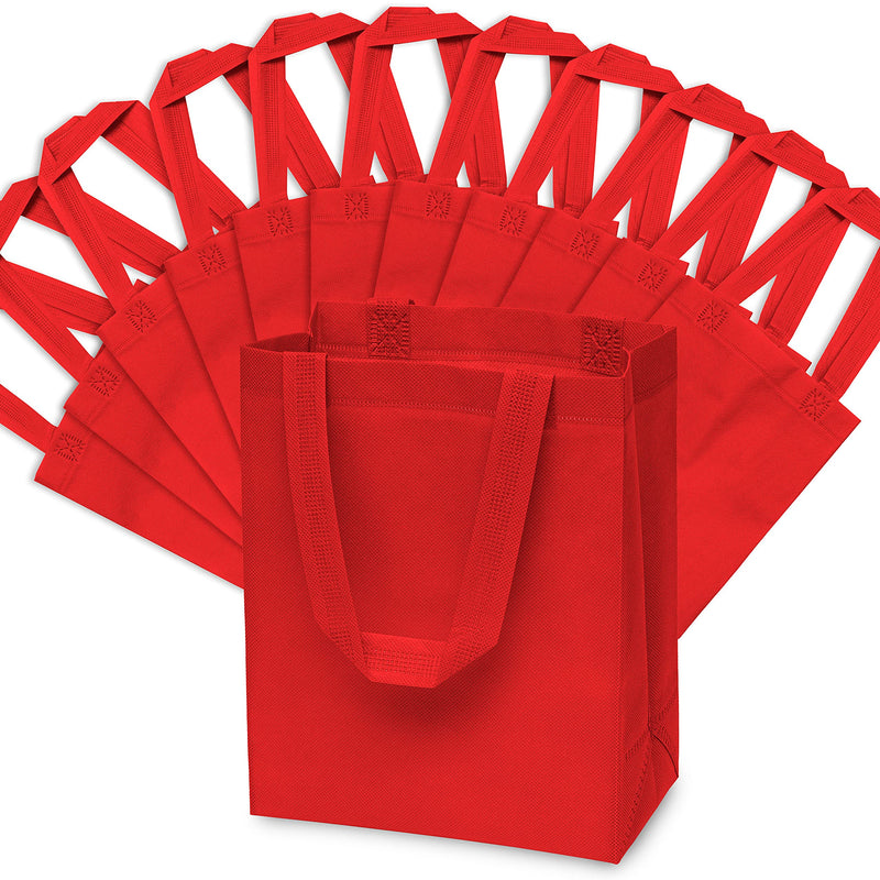 [Australia - AusPower] - Red Gift Bags - 12 Pack Totes with Handles, Reusable Cloth Fabric for Shopping, Gifts, Parties, Christmas, Valentines, Bulk 8x4x10 Inch (Packof 12) 