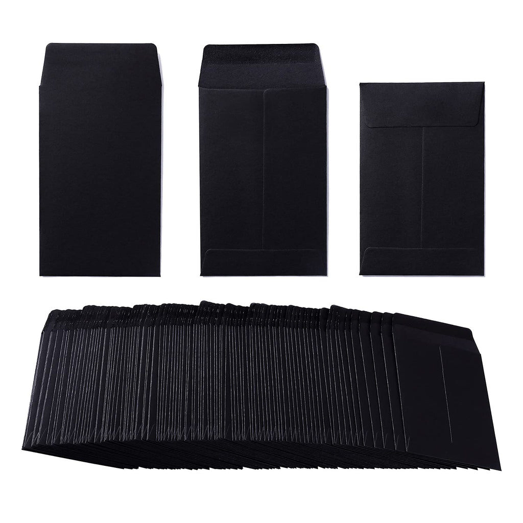 [Australia - AusPower] - 200 Pack Kraft Small Coin Envelopes Self-Adhesive Seed Envelopes Mini Parts Small Items Stamps Storage Packets Envelopes for Garden, Office or Wedding Gift, 2.25×3.5 inch (Black) Black 