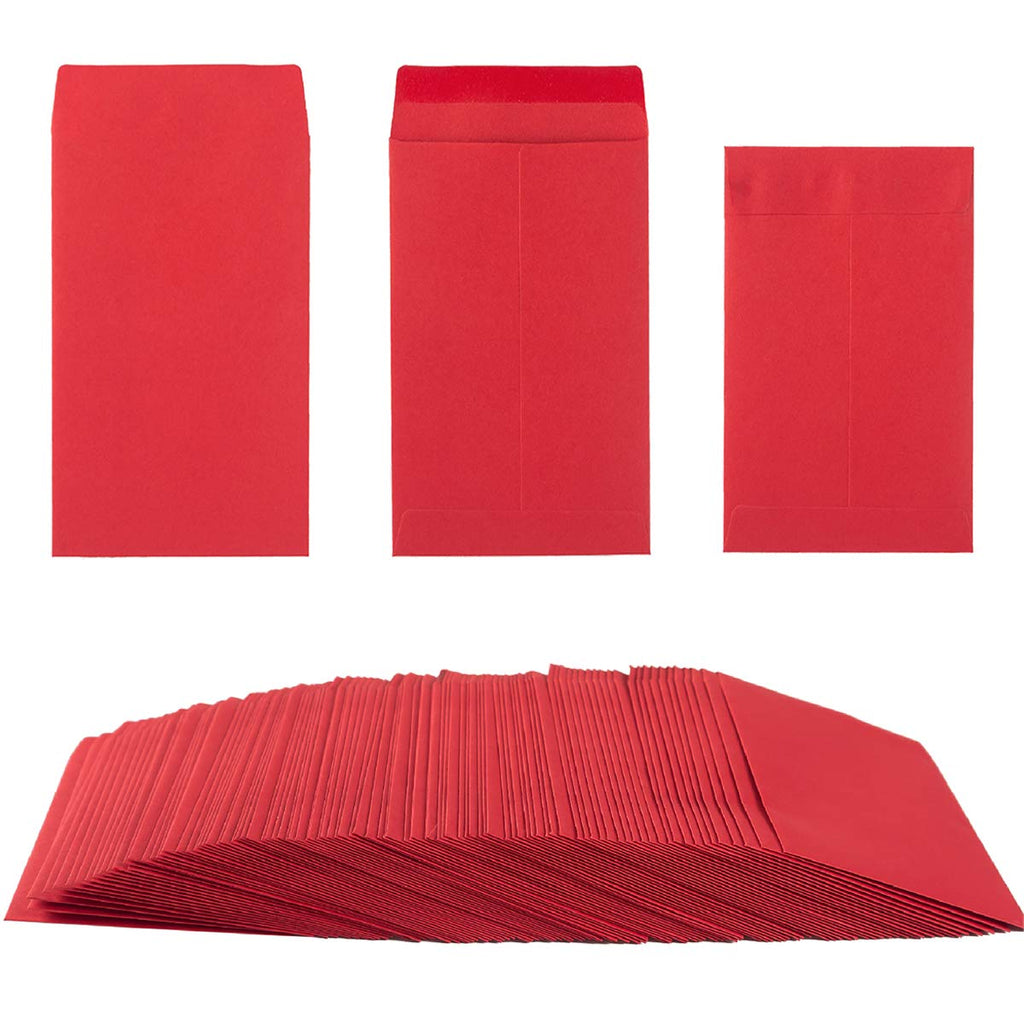 [Australia - AusPower] - 200 Pack Kraft Small Coin Envelopes Self-Adhesive Seed Envelopes Mini Parts Small Items Stamps Storage Packets Envelopes for Garden, Office or Wedding Gift, 2.25×3.5 inch (Red) Red 