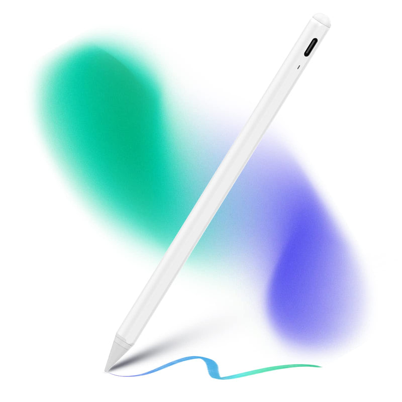 [Australia - AusPower] - Stylus Pen for iPad with Tilt Function & Palm Rejection, Fine Tip Active Pencil(2018-2021) for Apple iPad Pro 11/12.9 in, iPad 6/7/8/9th Gen, iPad Mini 5/6th, iPad Air 3rd/4th White 
