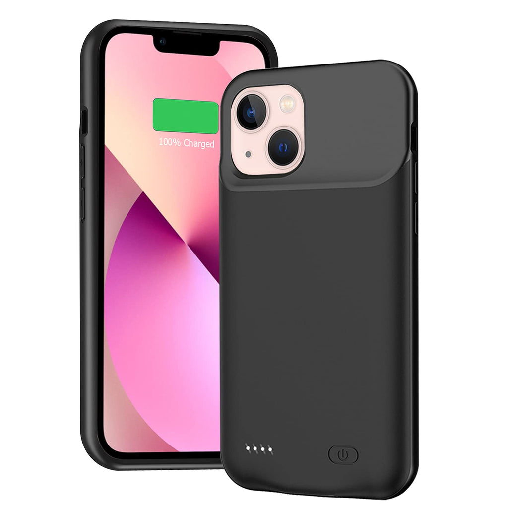 [Australia - AusPower] - Battery Case for iPhone 13 Mini, 6000mAh Ultra-Slim Portable Charger Case Rechargeable Battery Pack Charging Case Compatible with iPhone 13 Mini (5.4 inch)-Black Black 
