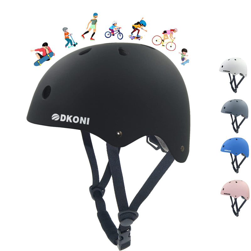 [Australia - AusPower] - Skateboard Helmet for Kids Bike Helmets: Toddler Bicycle Scooter Skate Cycling Skateboarding Inline Skating BMX Multi-Sport Helmet for Girls Boys BLACK Small:18.9-20.5inch(48-52cm) 