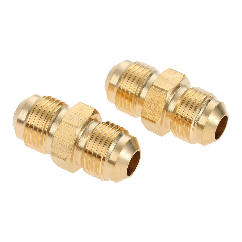 [Australia - AusPower] - 2 Pcs Solid Brass Nipples Thread Coupling Fittings Propane BBQ, Coupler Pipe Flare Gas Adapter, 3/8 Inch Male Flare x 3/8 Inch Male Flare 