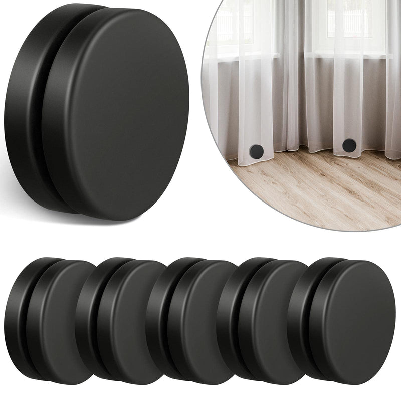 [Australia - AusPower] - Round Magnetic Drapery Weights Shower Curtain Weights Strong Tablecloth Magnets Curtain Weights Waterproof Magnetic Curtain Weights for Drapery Curtain Tablecloth (Black, 6 Pairs) Black 