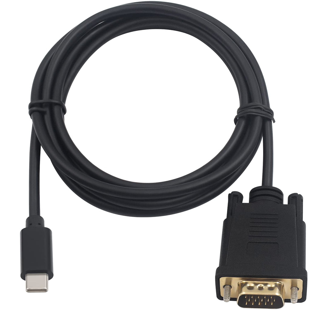 [Australia - AusPower] - Duttek USB C to VGA Cable, USB Type-C to VGA Cable, 1080P USB C Male to VGA Male Adapter Converter Cable for Desktop, Projector, Monitor Television, Without Thunderbolt 3 Port.(6FT/1.8M) 