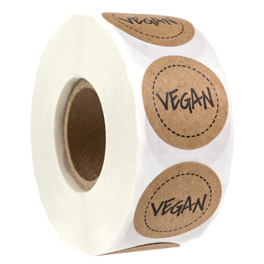 [Australia - AusPower] - Brown Kraft Vegan Stickers / Small 1" Circle Labels / Unique Design with Modern Aesthetic / 500 Food Stickers / Made in The USA 
