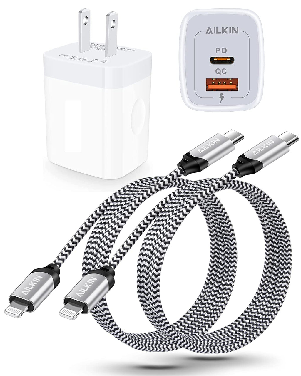 [Australia - AusPower] - Phone 13 Charger, 3Pack Apple Chargers, 2 * Lightning Cables, USB C Wall Charger, C Type Block Adapter, Original iPhone Fast Charging Cargador Carro Cord for iPhone 13 12 11 Pro Max Mini SE X XS XR 8 