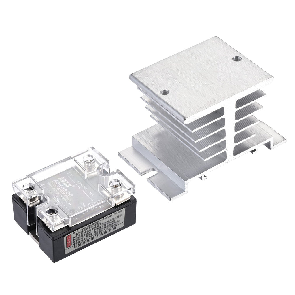 [Australia - AusPower] - MECCANIXITY Aluminum Heat Sink SSR Dissipation with 4-32VDC to 5-250VDC 10A Single Phase Solid State DC-DC Relay 