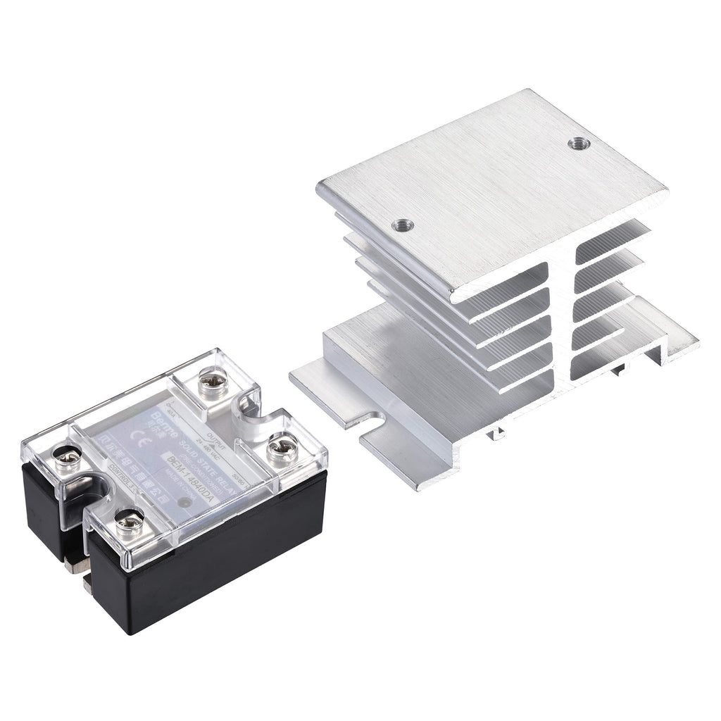 [Australia - AusPower] - MECCANIXITY Aluminum Heat Sink SSR Dissipation with 3-32V DC to 24-480V AC 40A Output Single Phase SSR Solid State Relay 