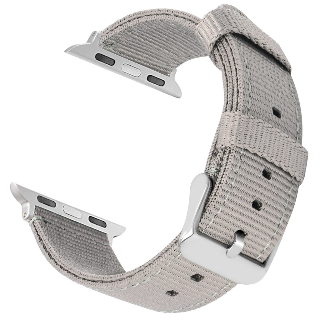 [Australia - AusPower] - Durable Canvas Watch Bands Compatible with Apple Watch 45mm 41mm 44mm 40mm 42mm 38mm, Premium Nylon Wrist Watch Strap For iWatch Sery 7 6 5 4 3 2 1 Bands For Mens/Womens Grey / Silver 41mm | 40mm | 38mm 