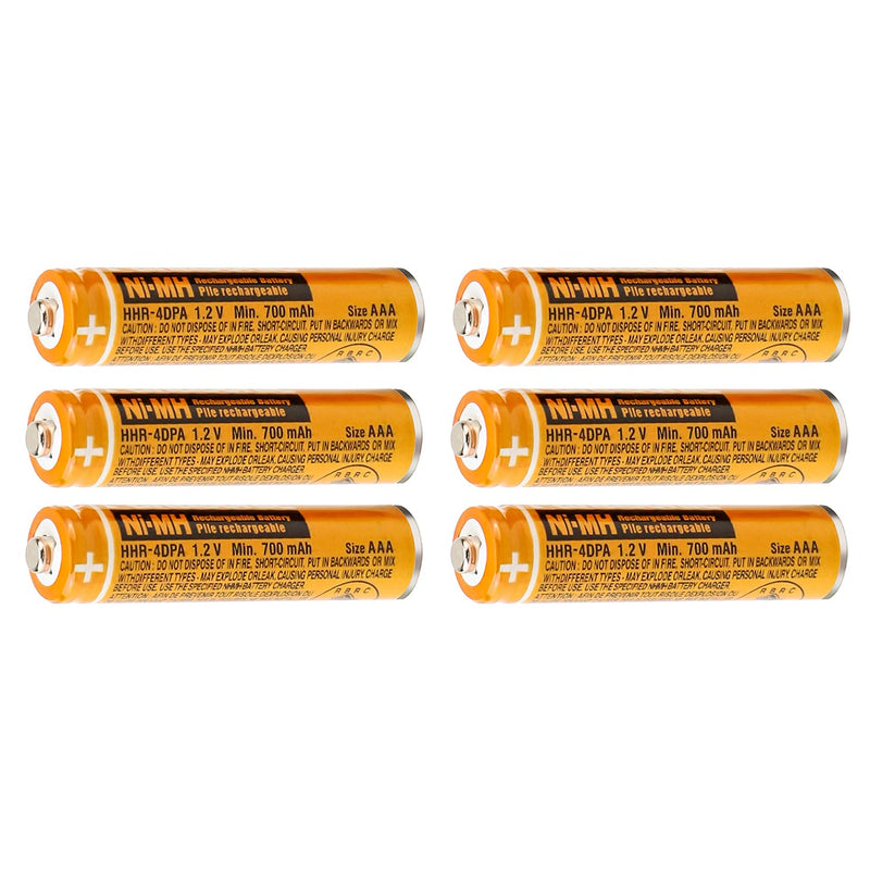[Australia - AusPower] - ZZWJBCYLE AAA Nimh Rechargeable Home Cordless Phone Batteries, 6packs 1.2V 700mAh HHR-4DPA AAA Battery Replacement for Panasonic Home Cordless Phones and Other Fit for AAA Battery Device, Yellow 