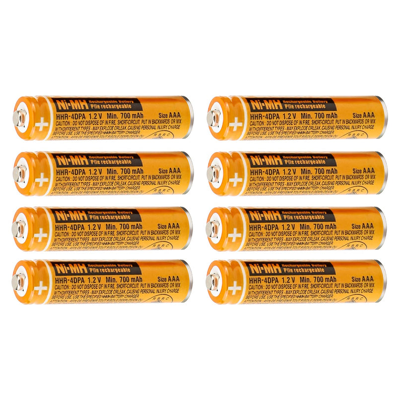 [Australia - AusPower] - pyanz AAA Nimh Rechargeable Home Cordless Phone Batteries, 8 Packs 1.2V 700mAh HHR-4DPA AAA Battery Replacement for Panasonic Home Cordless Phones and Other Fit for AAA Battery Device Yellow 