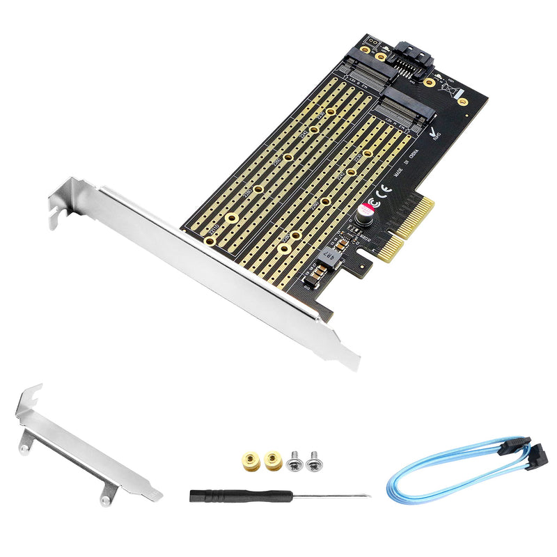 [Australia - AusPower] - GINTOOYUN Dual M.2 PCIe Adapter M.2 NGFF SSD and NVME SSD to PCI-e x4 Host Controller Expansion Card Porous Heat Dissipation Structure is Suitable for Desktop Computer Mainframes Motherboards etc. 