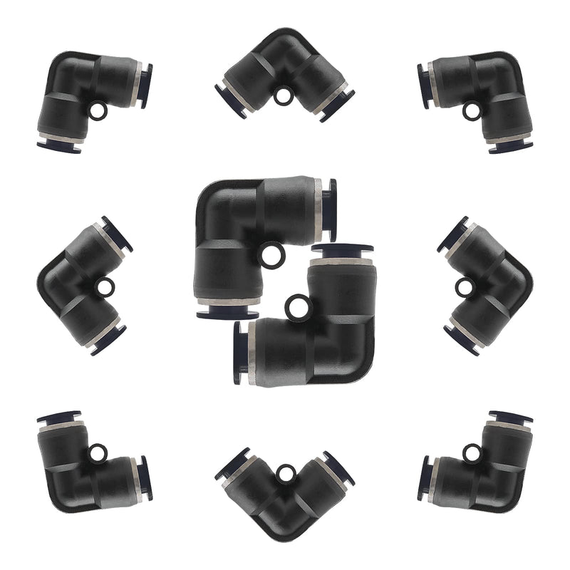 [Australia - AusPower] - Rierdge 10 Pcs Elbow 1/4 inch OD Pneumatic Quick Connect Fittings, Plastic Push to Connect Tube Fittings Push Lock 