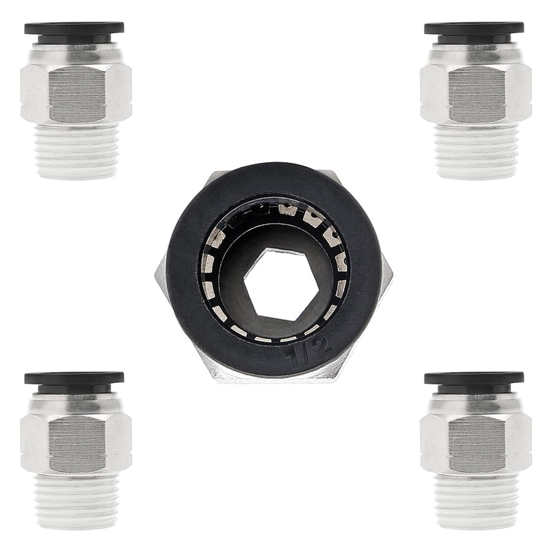 [Australia - AusPower] - Rierdge 5 Pcs Pneumatic Push to Connect Fitting, 1/2 Inch Tube OD to 3/8 Inch NPT Thread Male Straight Pneumatic Air Fitting for Air Ride Air Horn Air Compressor 1/2" OD to 3/8 NPT 