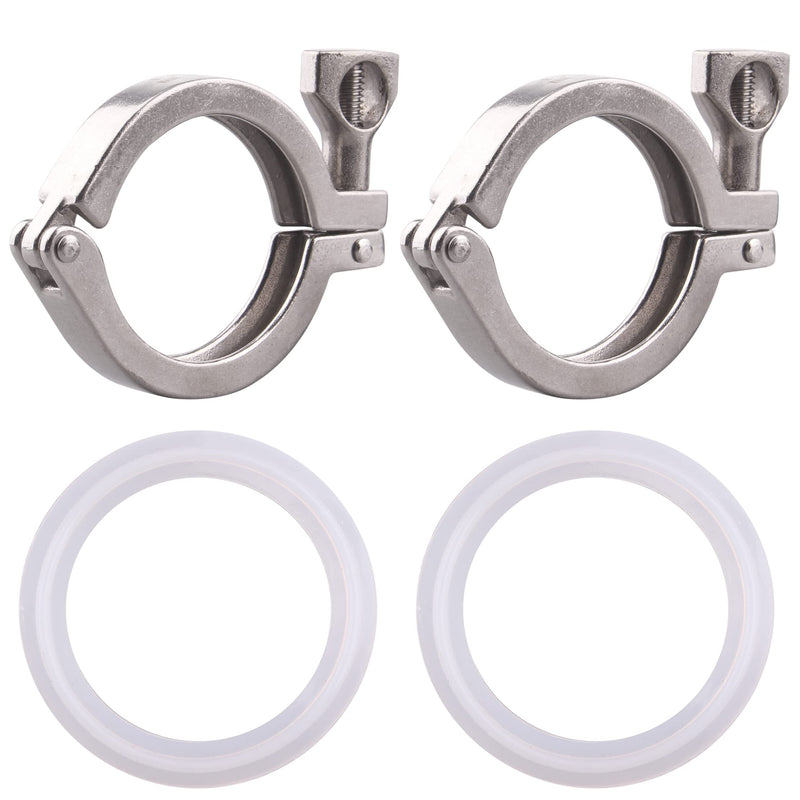 [Australia - AusPower] - GOVALVE Sanitary Stainless Steel Tri-Clamp - Heavy Duty Sanitary Clamp with Wing Nut for Ferrule TC (64mm) with Silicone Gaskets Pack of 2 2" Tri Clamp (2 pack) 
