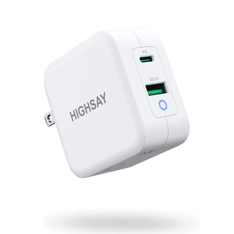 [Australia - AusPower] - USB C Charger, 65W PD + Quick Charge 3.0 Dual Port Type C Wall Charger, Travel Fast Charger for iPhone 13/12/11 /Pro Max, XS/XR/X, 8/7/6, iPad Pro, AirPods Pro, Galaxy, MacBook Pro, USB C Laptops 