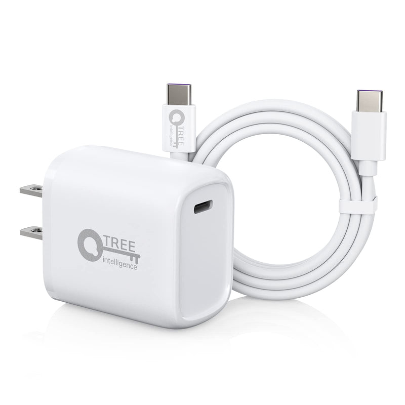 [Australia - AusPower] - 20W USB C to C Fast Charger for iPad Charger for iPad Pro 12.9in 5/4/3 Gen,iPad Pro 11in 2021/2020/2018,iPad Air 4th,iPad Mini 6th,Google Pixle 5/4/3XL,QTREE PD Wall Charger with 6ft Type C to C Cable White 1pack 