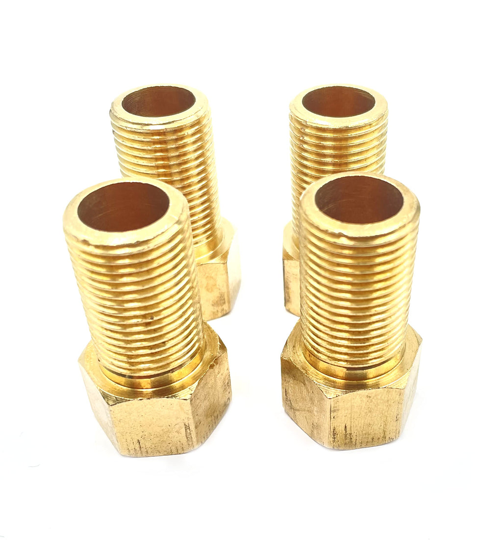 [Australia - AusPower] - 4pcs 1/2" Female to 1/2" Male Pipe Nipple Extension Connector Fitting,Brass Pipe Fitting Reducer Adapter,Hex Bushing Adapter, Solid Brass Length 50mm/1.97" 