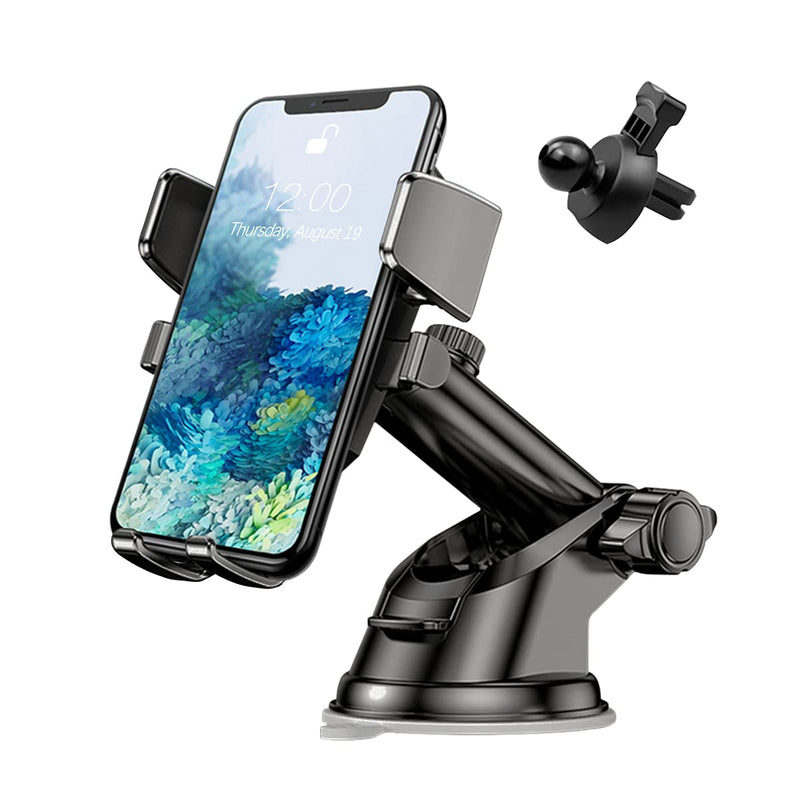 [Australia - AusPower] - Phone Holder for Car, 360°Rotatable Car Phone Mount for Windshield Dashboard Air Vent, Universal for All Cell Phone and More Devices with Suction Cup and Clip 