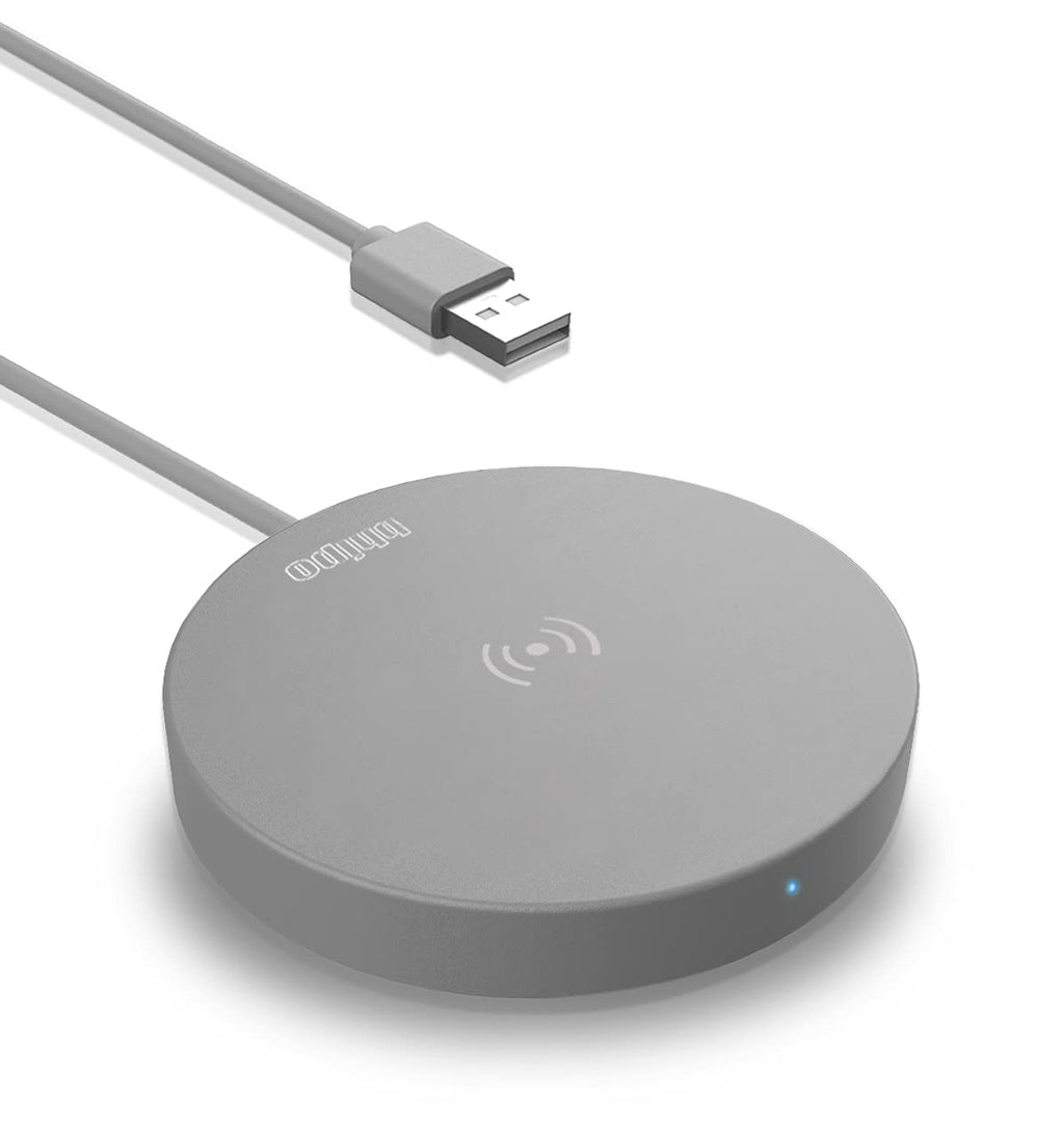 [Australia - AusPower] - Natural Limestone Wireless Charger, bhipo 15W Fast Charging pad, Suitable for iPhone 13/13 Pro/13 Pro Max/12/12 Pro/SE 2020/11, Suitable for Samsung Galaxy S21 S20 Note 10, AirPods Pro(No AC Adapter) gray 