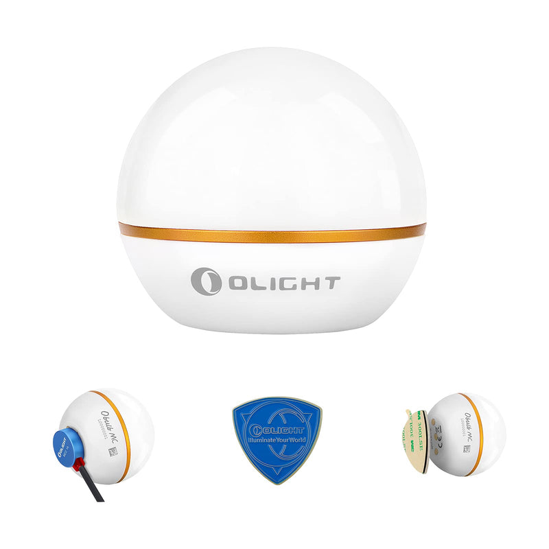 [Australia - AusPower] - OLIGHT Obulb MC 75 Lumens 8 Modes Multi-Color LED Night Light, MCC Rechargeable Bedside Lamp with Magnetic Bottom for Bedroom, Home Decor, Camping (White) White 