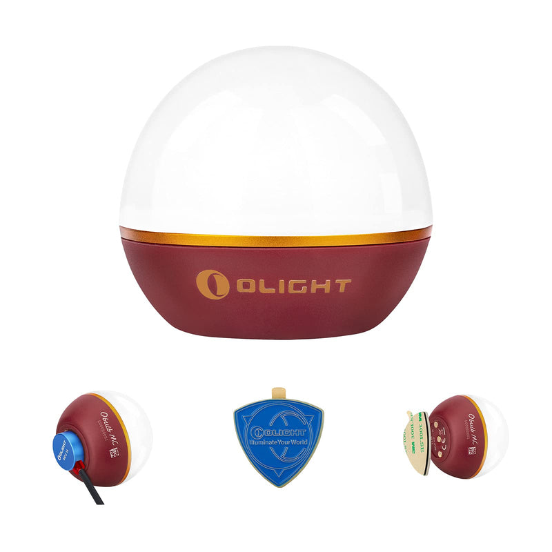 [Australia - AusPower] - OLIGHT Obulb MC 75 Lumens 8 Modes Multi-Color LED Night Light, MCC Rechargeable Bedside Lamp with Magnetic Bottom for Bedroom, Home Decor, Camping (Red) Red 