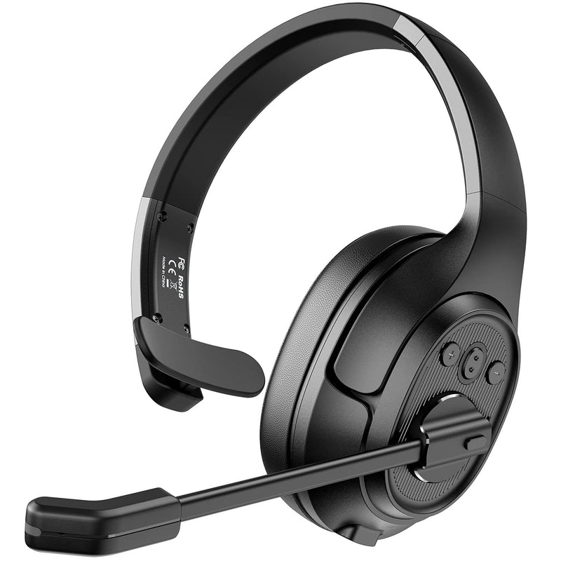 [Australia - AusPower] - EKSA Noise Canceling Trucker Bluetooth Headset with Microphone Wireless Over Ear Headphones, 99ft Long Wireless Range, Up to 30 Hours of Talk Time, All-Day Comfort Trucker Headset with Mute Button 