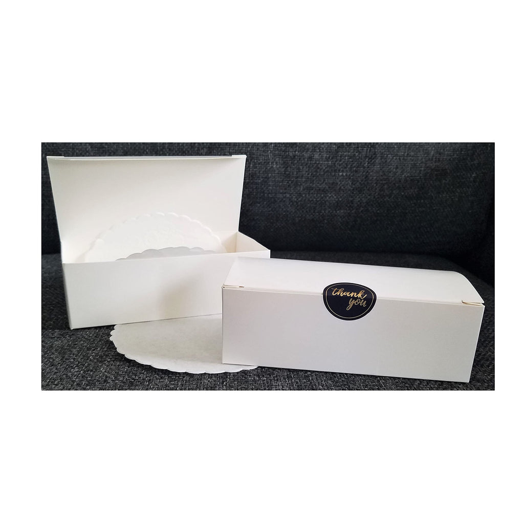 [Australia - AusPower] - Brio9 Cake Slice Boxes for Wedding Guest, Small White Paper Doilies, and Thank you stickers 25 qty (1) 1 