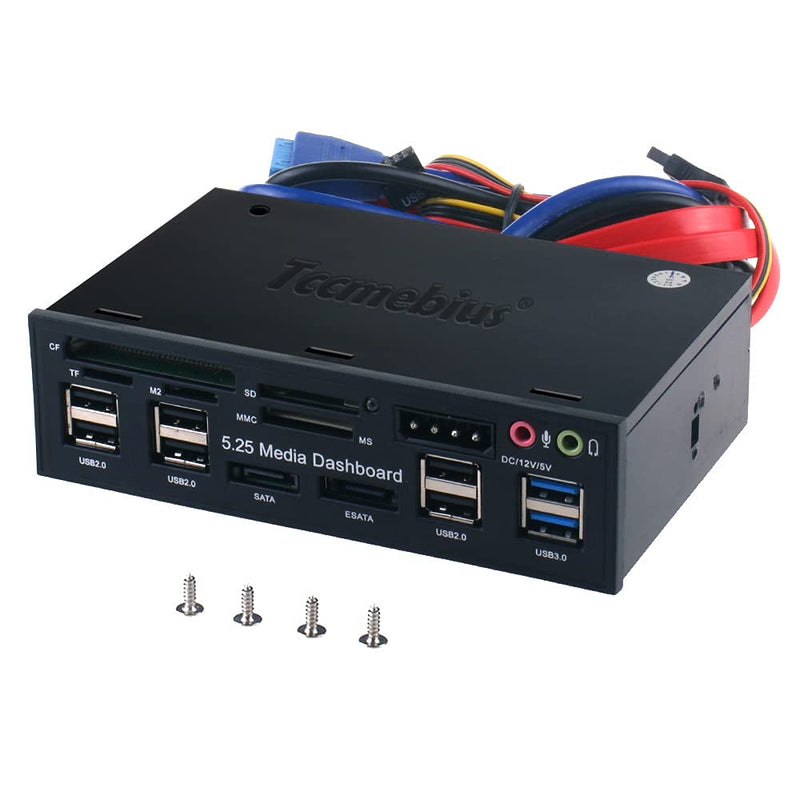 [Australia - AusPower] - Tccmebius TCC-QL5E 5.25 Inch PC Multifunction Dashboard Media Front Panel, with SATA e-SATA Dual USB 3.0 6 Port USB 2.0 Audio Ports and Five-in-one Card Reader 