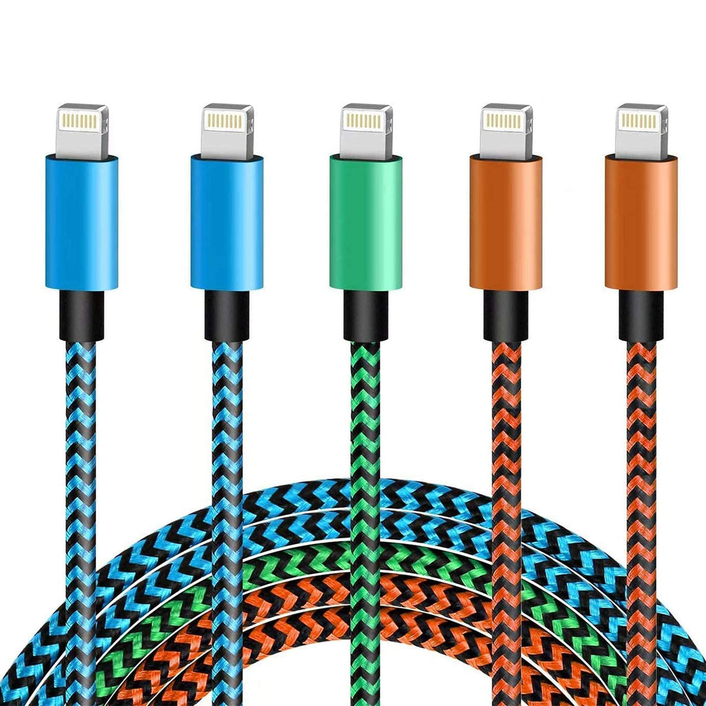 [Australia - AusPower] - 5 Pack [Apple MFi Certified] - 6FT iPhone Charger Lightning Cable TIKRO Nylon Woven High Speed Data Sync Cord Compatible iPhone 13 12 11 Pro Max X 8 7 6S Plus SE - Color 
