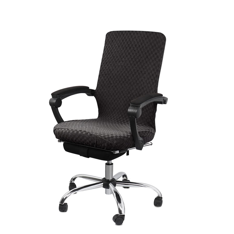[Australia - AusPower] - Office Chair Cover Stretchable Desk Chair Cover Computer Chair Seat Covers with Durable Zipper, Universal Washable Removable Office Chair Slipcover (Black-Large) Large Black 