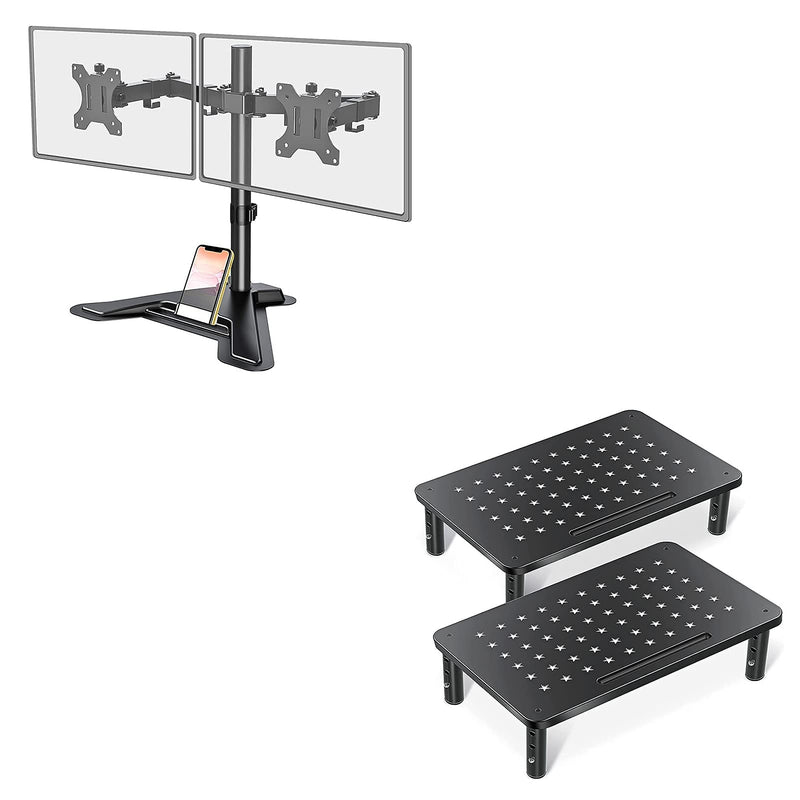 [Australia - AusPower] - MOUNT PRO Dual Monitor Stand - Free Standing Full Motion Monitor Desk Mount and Zimilar Monitor Stand Riser, Height Adjustable Monitor Stand 