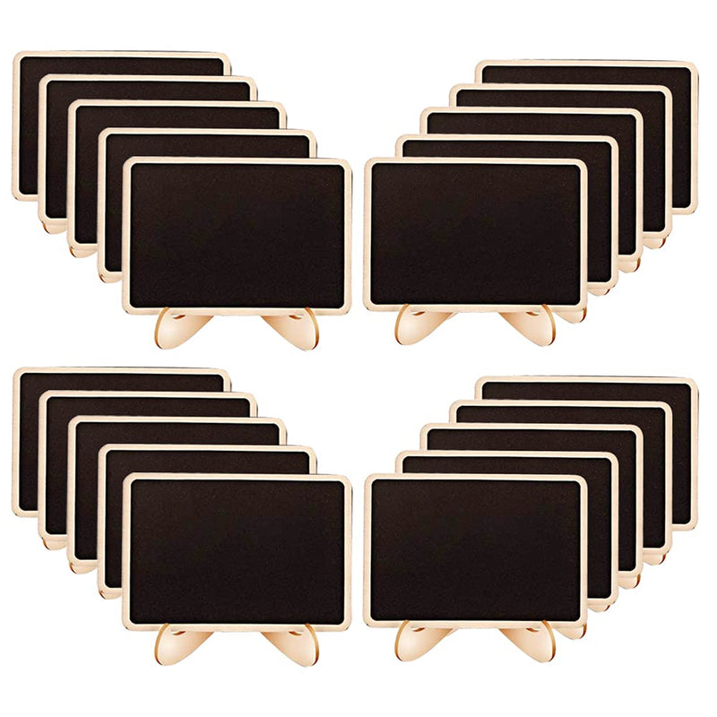 [Australia - AusPower] - BOPART Mini Chalkboard Signs, 20 Pack Small Wooden Tabletop Chalkboard Sign with Support Easels for Weeding Table Numbers, Buffet Food Signs, Party Decoration (Rectangle) Rectangle 
