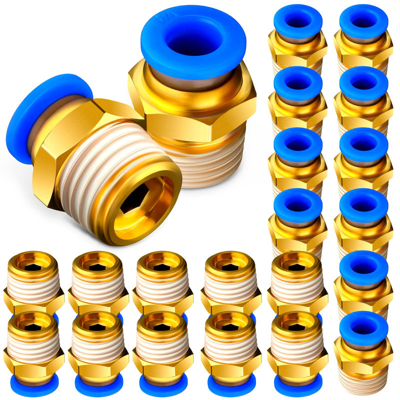 [Australia - AusPower] - Hotop 20 Pcs 1/4 Push to Connect Tube Fitting, NPT Male Thread Straight Push Quick Release Connectors Air Tool Fittings Pneumatic Tube Fittings (Blue,1/4 Inch Tube OD x 1/4 Inch NPT Thread) 