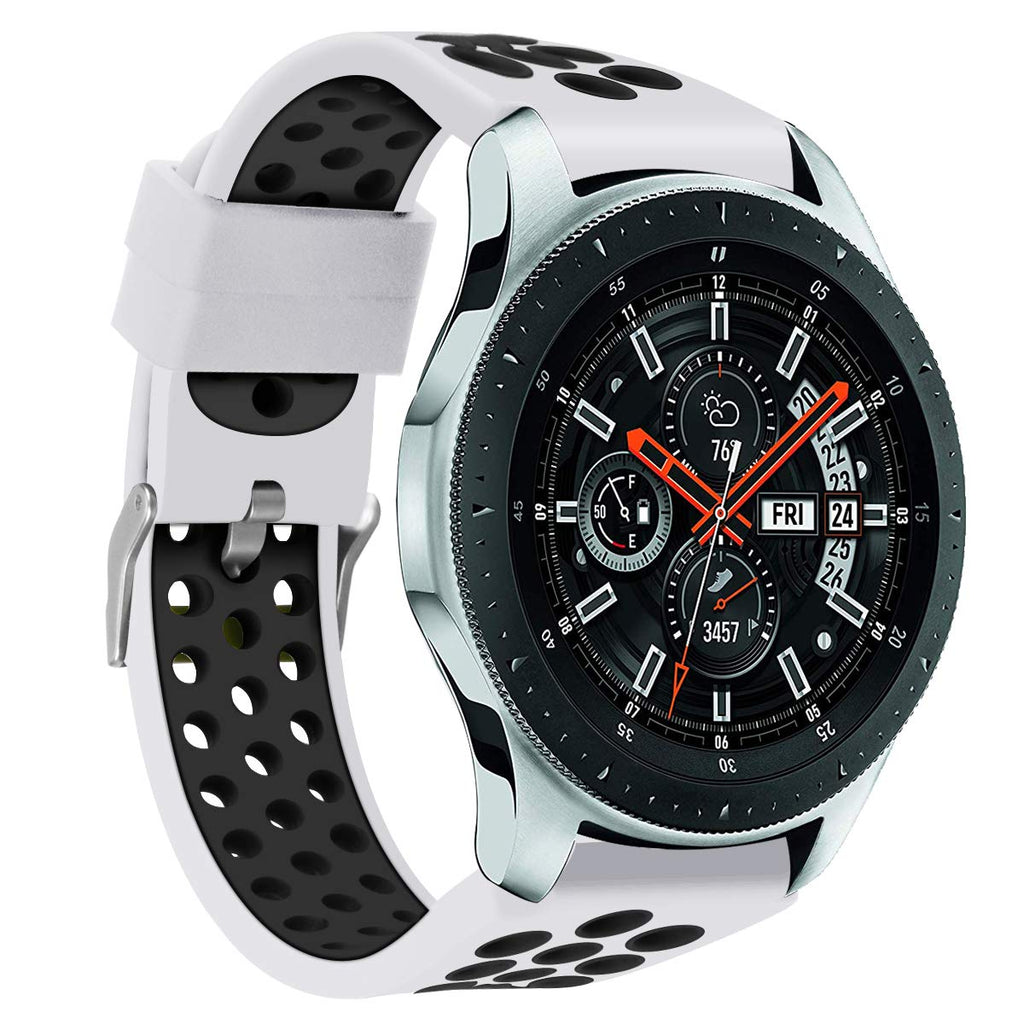 [Australia - AusPower] - 22mm Sports Silicone bands Compatible with Galaxy Watch 3 45mm/Samsung Galaxy Watch 46mm/Gear S3 Frontier/Ticwatch Pro/Classic Band, Quick Release Replacement Two-color Strap for Women&Men White&Black 