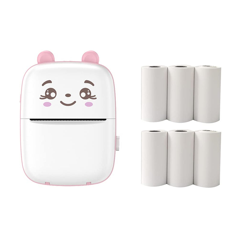 [Australia - AusPower] - Pocket Mini Printer, Mobile Phone Bluetooth Connection Wireless Mini Thermal Printer with Android or iOS APP for Pictures, Portable Smart Printer,Contains 6 Rolls of Thermal Paper (Pink) pink 