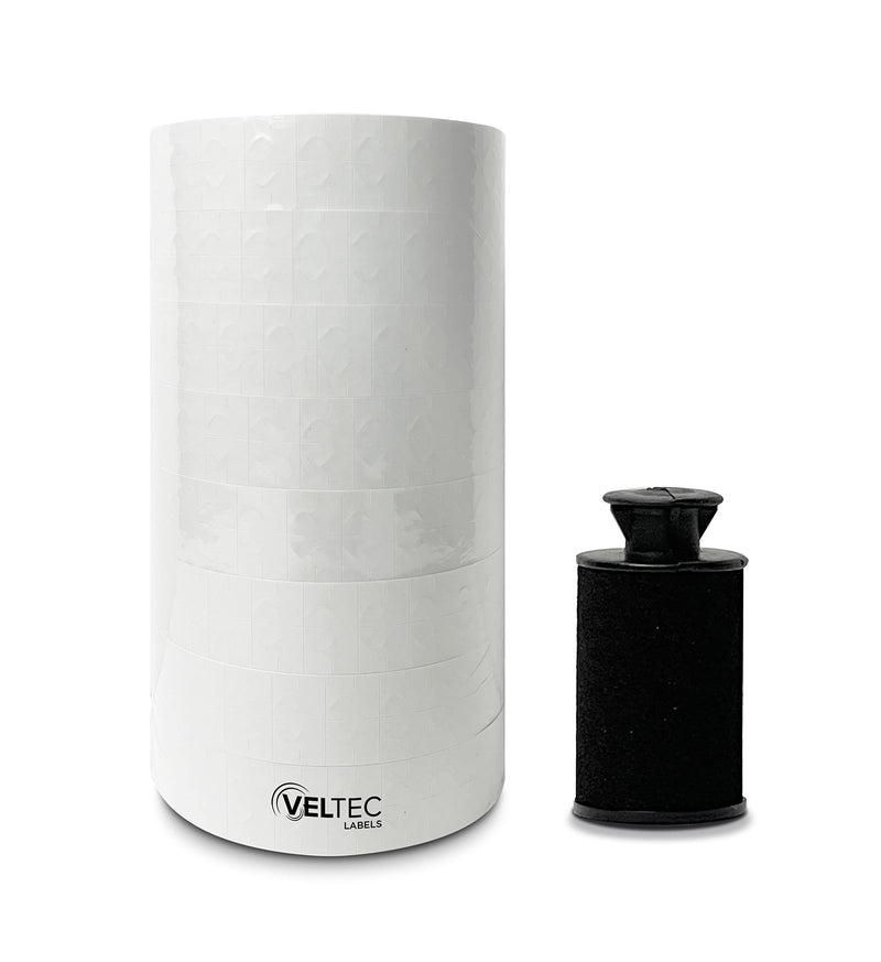 [Australia - AusPower] - Veltec White Pricing Labels, 1 Line,for Monarch 1131 Price Gun – 1 Sleeve, 20,000 Labels with Security Slits and Free Ink Roller 