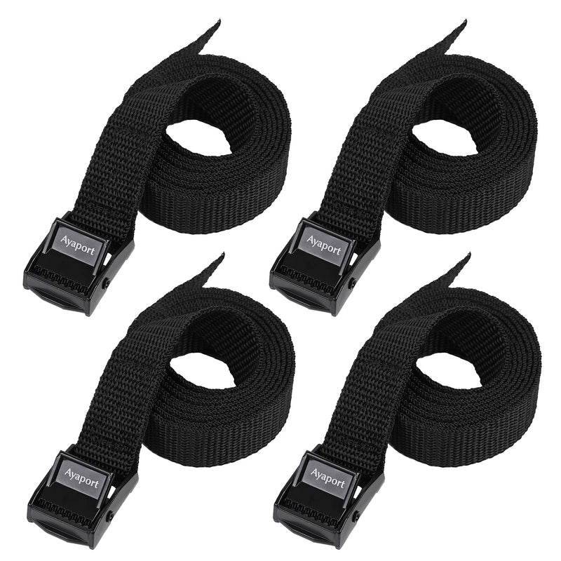 Utility Straps with Buckle Quick-Release Adjustable 58 Length Nylon Straps  Black, 4 Pack