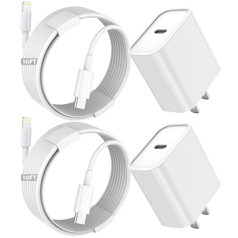[Australia - AusPower] - iPhone 13 Charger, Fast Charger iPhone 2Pack[Apple MFi Certified] 20W 10FT Long Fast iPhone Charging Type-C to Lightning Cable USB C Charger Adapter Block Plug for iPhone 13 12 11 Pro Max XS XR X iPad 