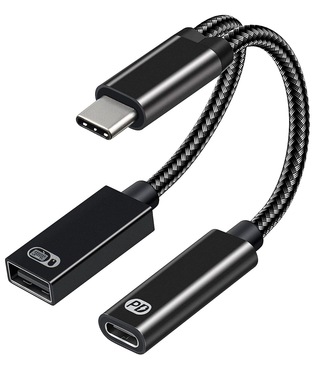 [Australia - AusPower] - USB C OTG Adapter,2 in 1 OTG Cable USB C Splitter with PD 60W Fast Charging,USB C Female to USB C Male Adapter Compatible with Chromecast Google TV,Galaxy S20/S20+ Ultra,MacBook Pro,Pixel 2 3/4,LG 