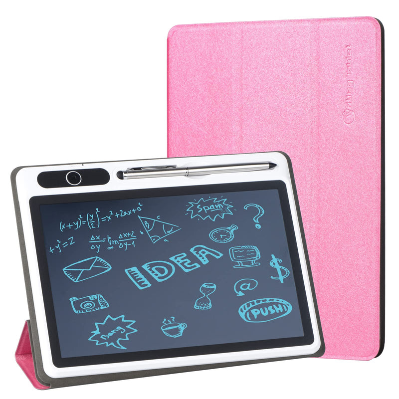 [Australia - AusPower] - LCD Writing Tablet, 10.1 Inch Colorful Electronic Drawing Doodle Board with Leather Cover, Erasable Writing Pad for Office School Home Trip (Rose red) Rose red 